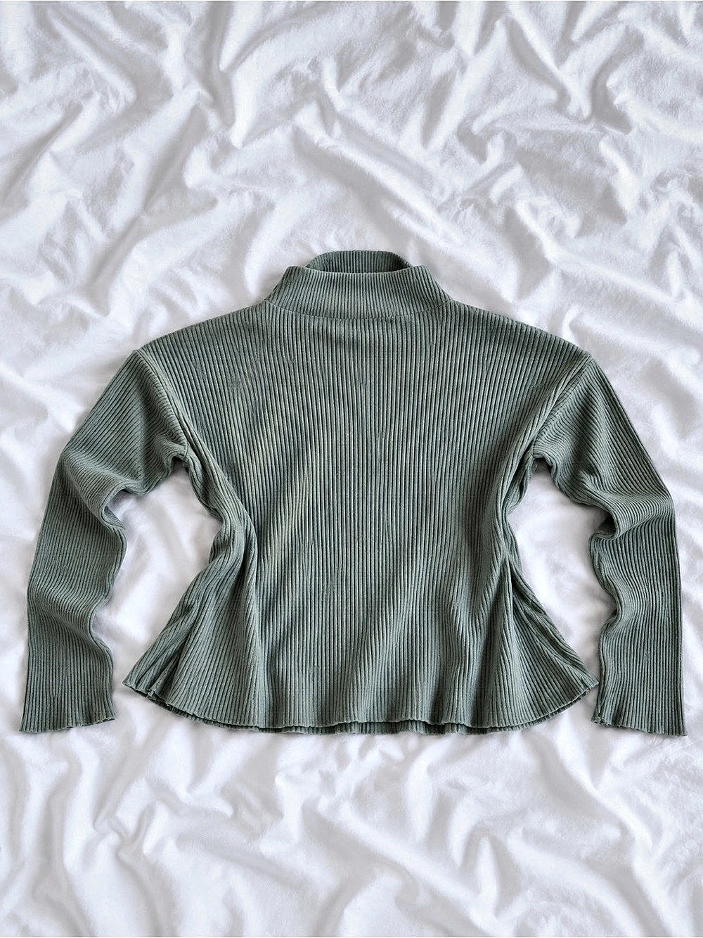 Lucky Brand Cloud Rib Bubble Mock Neck Top Green Small